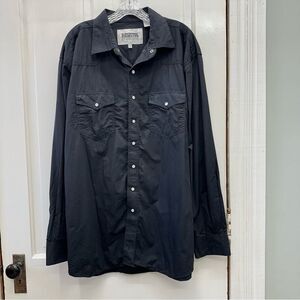 Resistol Ranch western‎ wear pearl snap button down black shirt men's xxl